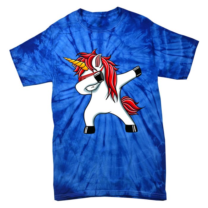 Funny Unicorn Dad Gift Xmas Funny Gift Dad Dabbing Unicorn Gift Tie-Dye T-Shirt