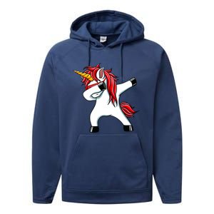 Funny Unicorn Dad Gift Xmas Funny Gift Dad Dabbing Unicorn Gift Performance Fleece Hoodie