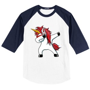 Funny Unicorn Dad Gift Xmas Funny Gift Dad Dabbing Unicorn Gift Baseball Sleeve Shirt