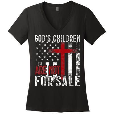Gods Children Are Not For Sale Funny Political  Women's V-Neck T-Shirt