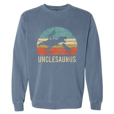 Funny Uncle Dinosaur Daddy Dad Gift 2 Two Unclesaurus Garment-Dyed Sweatshirt