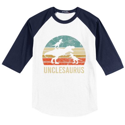 Funny Uncle Dinosaur Daddy Dad Gift 2 Two Unclesaurus Baseball Sleeve Shirt