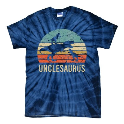 Funny Uncle Dinosaur Daddy Dad Gift 2 Two Unclesaurus Tie-Dye T-Shirt