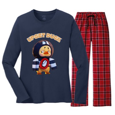 Funny Upset Duck Cold Duck Lover Merry Christmas Women's Long Sleeve Flannel Pajama Set 