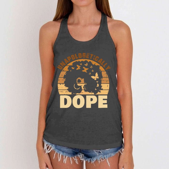 Funny Unapologetically Dope Black History Month African American Gift Women's Knotted Racerback Tank