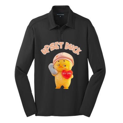 Funny Upset Duck Pin.K Duck Lover Merry Christmas Silk Touch Performance Long Sleeve Polo