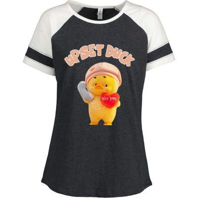 Funny Upset Duck Pin.K Duck Lover Merry Christmas Enza Ladies Jersey Colorblock Tee