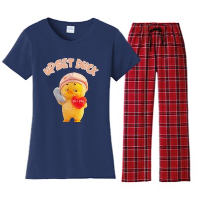 Funny Upset Duck Pin.K Duck Lover Merry Christmas Women's Flannel Pajama Set