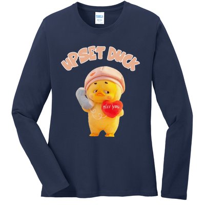 Funny Upset Duck Pin.K Duck Lover Merry Christmas Ladies Long Sleeve Shirt