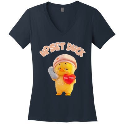 Funny Upset Duck Pin.K Duck Lover Merry Christmas Women's V-Neck T-Shirt