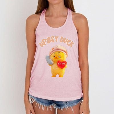 Funny Upset Duck Pin.K Duck Lover Merry Christmas Women's Knotted Racerback Tank