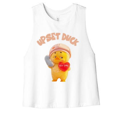 Funny Upset Duck Pin.K Duck Lover Merry Christmas Women's Racerback Cropped Tank