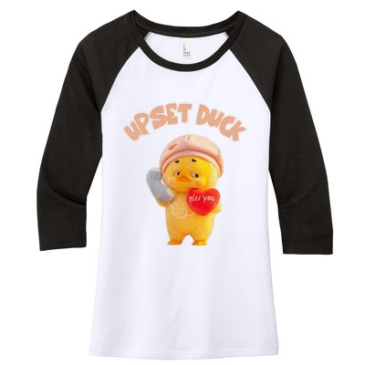 Funny Upset Duck Pin.K Duck Lover Merry Christmas Women's Tri-Blend 3/4-Sleeve Raglan Shirt