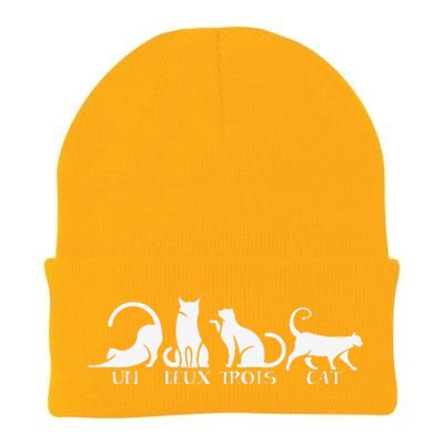 Funny Un Deux Trois Cat Cats Owner Animal Lover Kitten Meow Knit Cap Winter Beanie