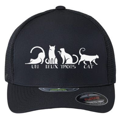 Funny Un Deux Trois Cat Cats Owner Animal Lover Kitten Meow Flexfit Unipanel Trucker Cap