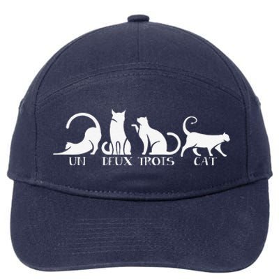 Funny Un Deux Trois Cat Cats Owner Animal Lover Kitten Meow 7-Panel Snapback Hat