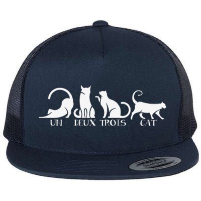 Funny Un Deux Trois Cat Cats Owner Animal Lover Kitten Meow Flat Bill Trucker Hat