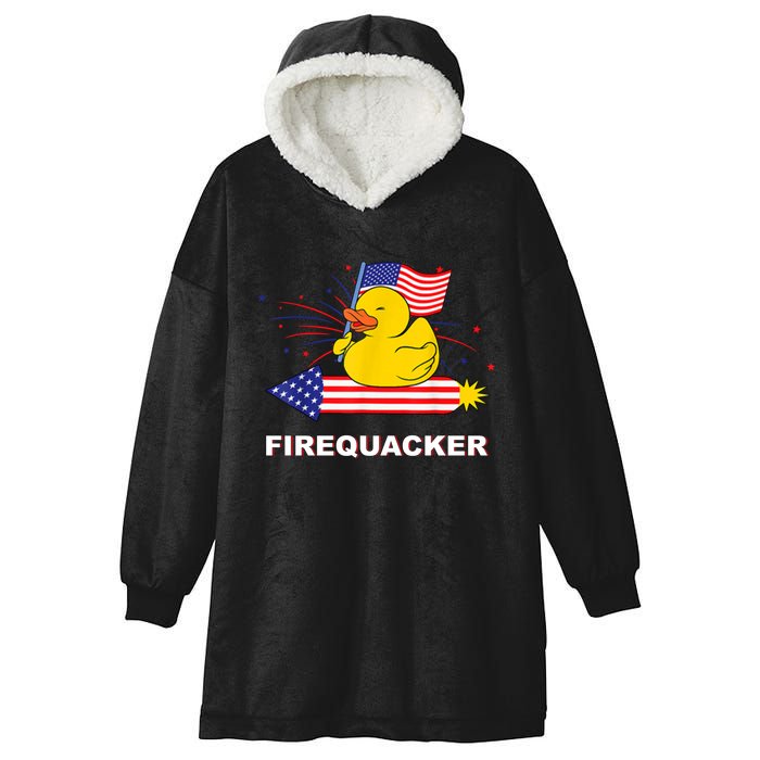 Firequacker Usa Duck Firework 4th Of July Hooded Wearable Blanket