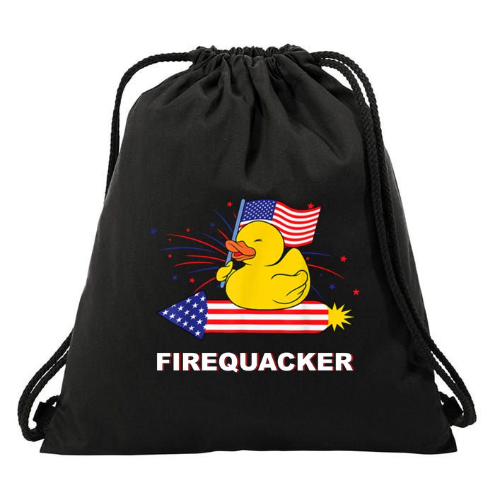 Firequacker Usa Duck Firework 4th Of July Drawstring Bag