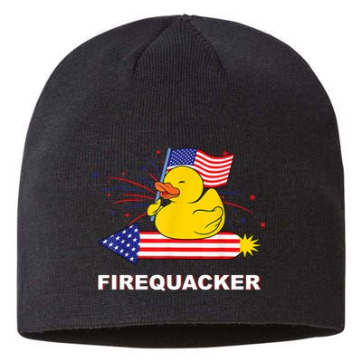 Firequacker Usa Duck Firework 4th Of July Sustainable Beanie