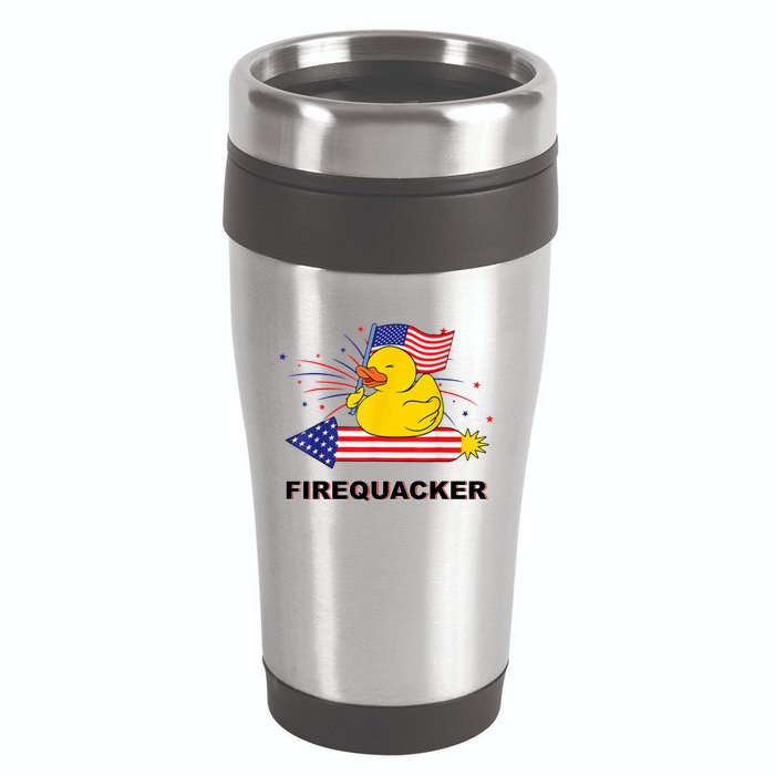 Firequacker Usa Duck Firework 4th Of July 16oz Travel Tumbler