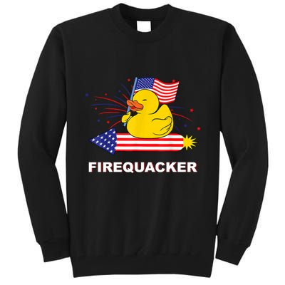 Firequacker Usa Duck Firework 4th Of July Tall Sweatshirt