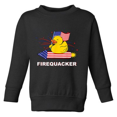 Firequacker Usa Duck Firework 4th Of July Toddler Sweatshirt