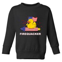 Firequacker Usa Duck Firework 4th Of July Toddler Sweatshirt