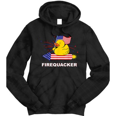 Firequacker Usa Duck Firework 4th Of July Tie Dye Hoodie