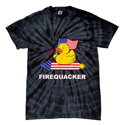 Firequacker Usa Duck Firework 4th Of July Tie-Dye T-Shirt