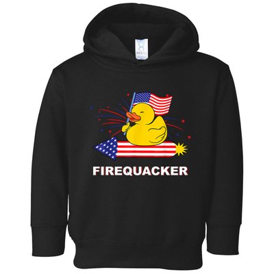 Firequacker Usa Duck Firework 4th Of July Toddler Hoodie