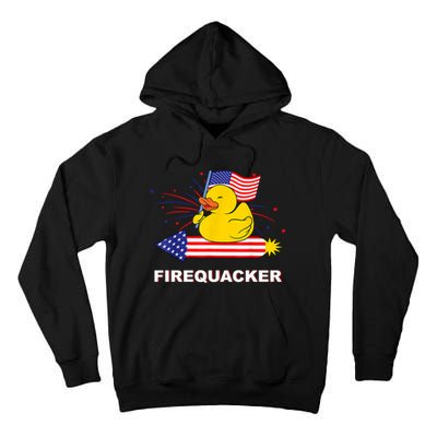 Firequacker Usa Duck Firework 4th Of July Tall Hoodie