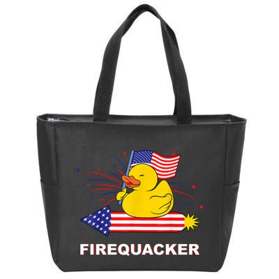 Firequacker Usa Duck Firework 4th Of July Zip Tote Bag