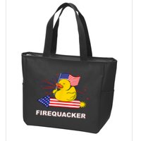 Firequacker Usa Duck Firework 4th Of July Zip Tote Bag