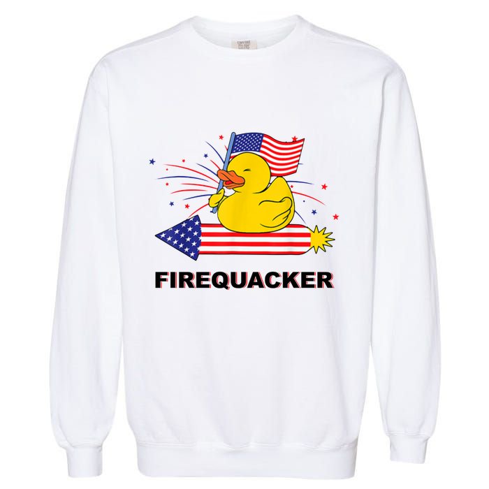 Firequacker Usa Duck Firework 4th Of July Garment-Dyed Sweatshirt