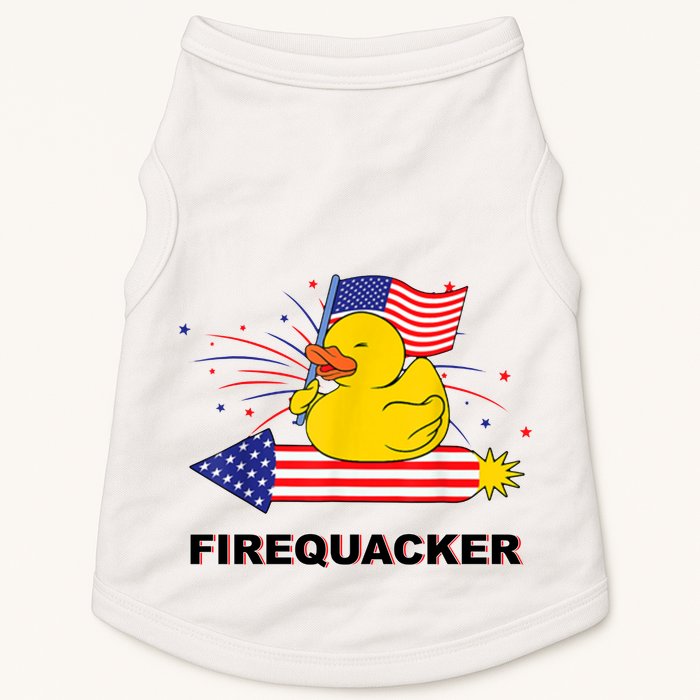 Firequacker Usa Duck Firework 4th Of July Doggie Tank