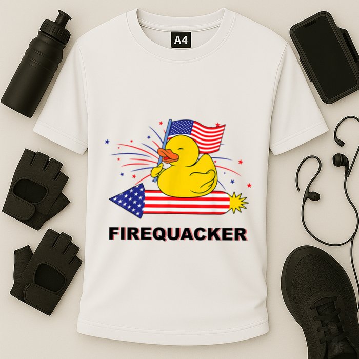 Firequacker Usa Duck Firework 4th Of July Performance Shirt