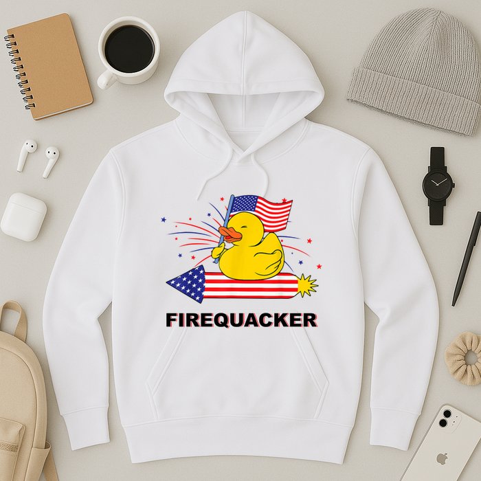 Firequacker Usa Duck Firework 4th Of July Hoodie