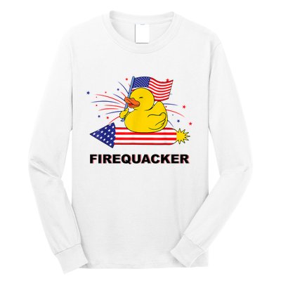 Firequacker Usa Duck Firework 4th Of July Long Sleeve Shirt