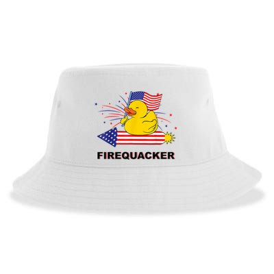 Firequacker Usa Duck Firework 4th Of July Sustainable Bucket Hat