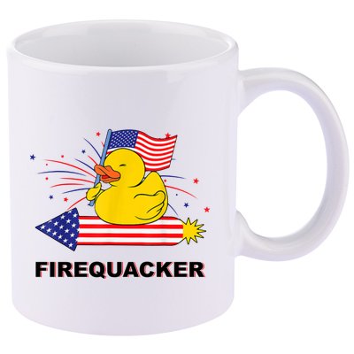 Firequacker Usa Duck Firework 4th Of July 11oz C Handle Ceramic Mug