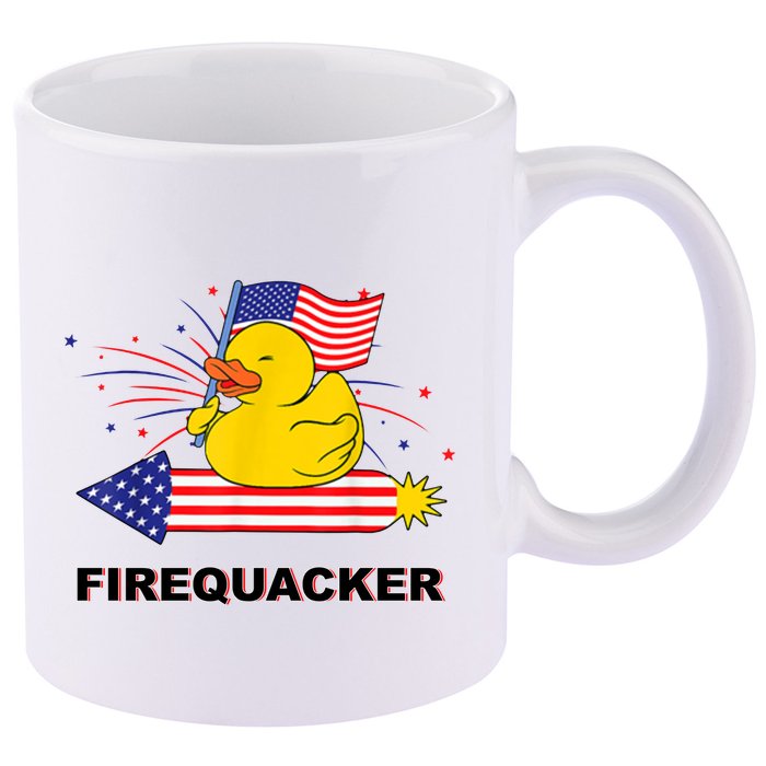 Firequacker Usa Duck Firework 4th Of July 11oz C Handle Ceramic Mug