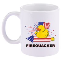 Firequacker Usa Duck Firework 4th Of July 11oz C Handle Ceramic Mug