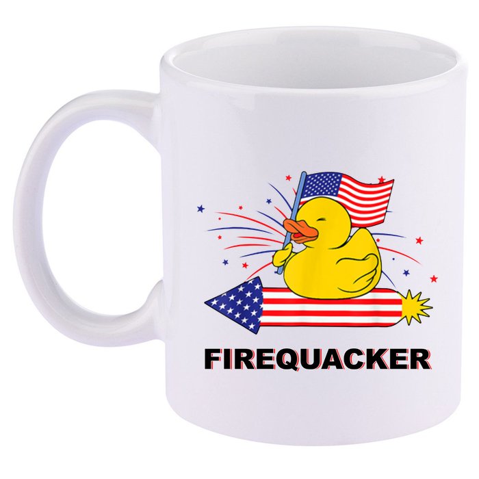 Firequacker Usa Duck Firework 4th Of July 11oz C Handle Ceramic Mug