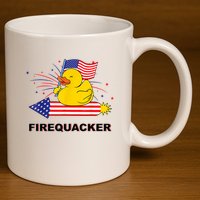 Firequacker Usa Duck Firework 4th Of July 11oz C Handle Ceramic Mug