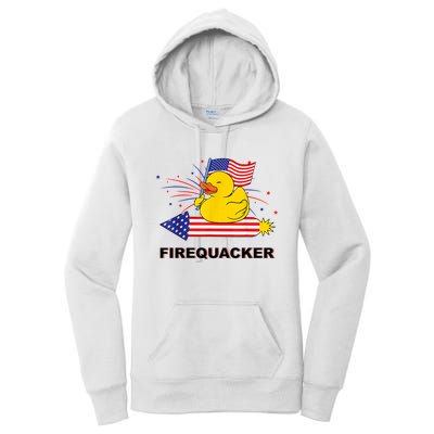 Firequacker Usa Duck Firework 4th Of July Women's Pullover Hoodie