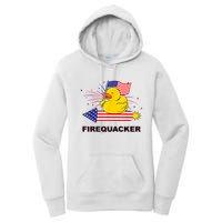Firequacker Usa Duck Firework 4th Of July Women's Pullover Hoodie