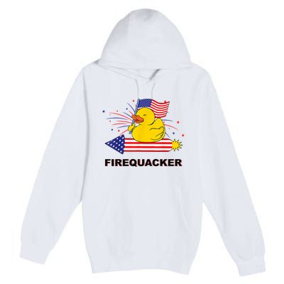 Firequacker Usa Duck Firework 4th Of July Premium Pullover Hoodie