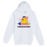 Firequacker Usa Duck Firework 4th Of July Premium Pullover Hoodie