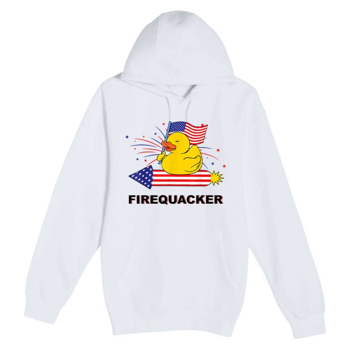 Firequacker Usa Duck Firework 4th Of July Premium Pullover Hoodie